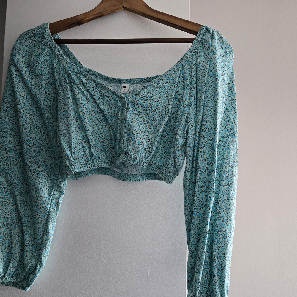 Floral Blue Crop Top